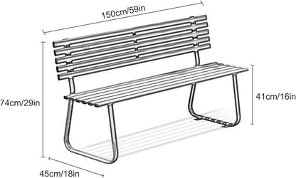 Outdoor Metal Garden Bench with Thickened Galvanized Steel Pipe, Weatherproof, 660lbs Load Capacity, for Patio, Balcony, Garden, Home and Commercial Use(Green)