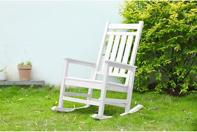 Outdoor Rocking Chair Set with Side Table, 3-Piece Rocking Chair Set with Wood-Texture, All Weather-Resistant - Photo 3