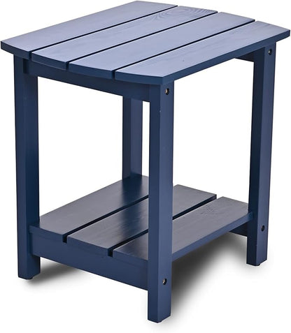 Adirondack Side Table, Double Outdoor Side Tables 16.5" Solid End Tables, Small Outdoor Coffee Table Pine Wood Weather Resistant for Patio, Backyard,Pool (16-Navy Blue, Set of 1)