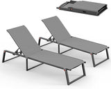 Aluminum Chaise Lounge Chair Outdoor Set of 2 - Photo 1