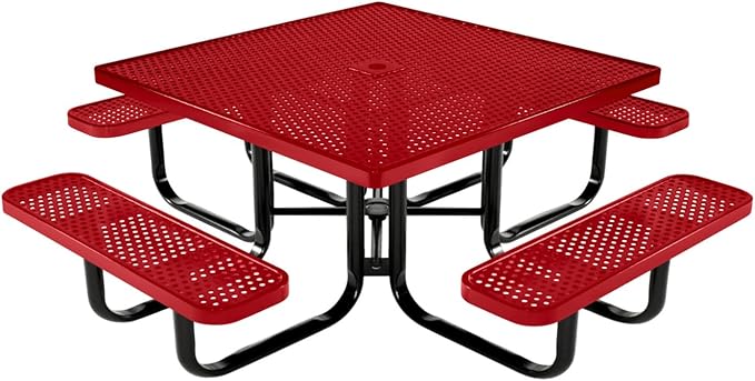COATEDOUTDOORFURNITURE Heavy-Duty Portable Outdoor Kids Table with Umbrella Hole, Punched Steel Kids Picnic Table - Photo 1