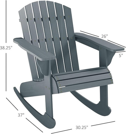 Outdoor Rocking Chair, Solid Wood Patio Rocker, Ergonomic Comfort 285LBS for Porch, Patio, Garden, Backyard