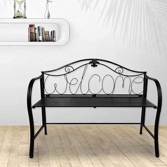 Park Bench Patio Garden Bench Backyard Benches, Metal Garden Bench, European Style Wrought Iron Double Chair Bench, Villa Garden Courtyard Decoration, Park Outdoor Bench with Backrest