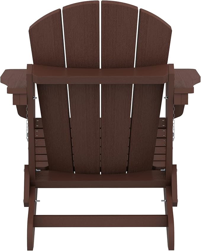 SERWALL Adirondack Chair Set of 8, Weather Resistant Patio Chair with Cup Holder for Patio Garden (Folding Coffee)