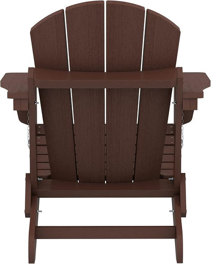 SERWALL Adirondack Chair Set of 8, Weather Resistant Patio Chair with Cup Holder for Patio Garden (Folding Coffee)
