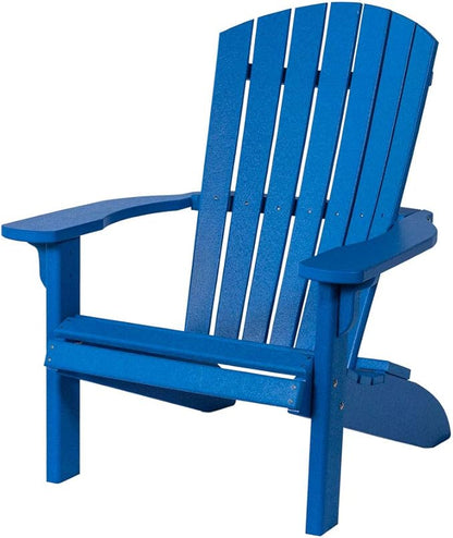 Leisure Lawns Poly Plastic Fanback Adirondack Chair, Outdoor Patio Chair - Amish Made in USA (Blue)