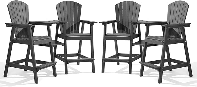 PASAMIC Tall Adirondack Chairs Set of 4, All-Weather HDPE Patio Chairs with Double Connecting Trays - Photo 1