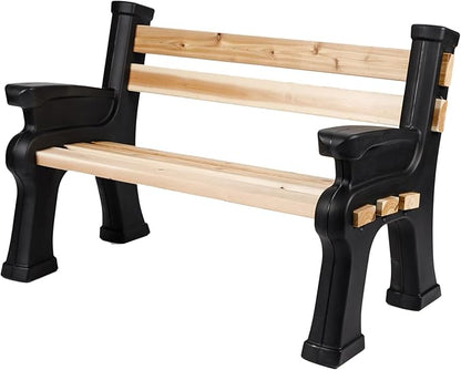 RTS Home Accents Custom Length Lightweight Indoor or Outdoor Bench Ends with Backrest and Armrest (Wood & Screws Sold Separately), Black