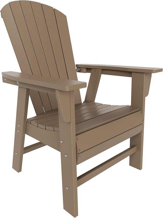 WestinTrends Dylan Outdoor Patio Shell-Back Adirondack Dining Chair Weather Resistant Weathered Wood