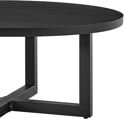 Argiope Outdoor Patio Round Coffee Table in Black Aluminum