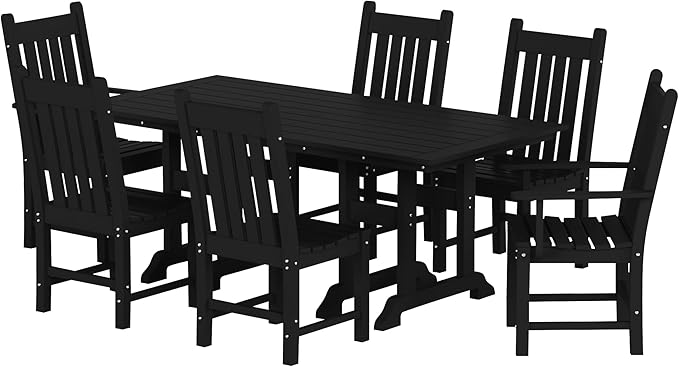 Costaelm Armless Outdoor Chair, Patio Adirondack Chair, HDPE Poly Lumber Waterproof Restaurant Bistro Kitchen Dining Chair for Outside Porch Backyard Garden, Black