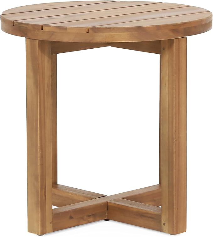 Hamel Outdoor Circular Side Table - Acacia Wood - Teak
