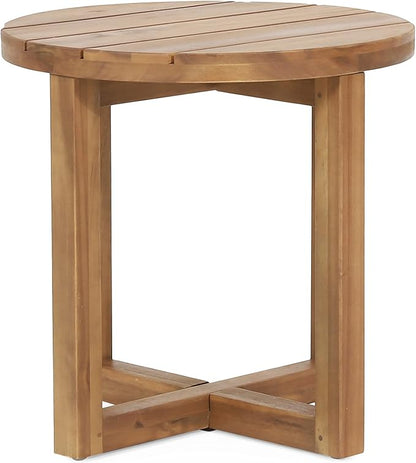 Hamel Outdoor Circular Side Table - Acacia Wood - Teak