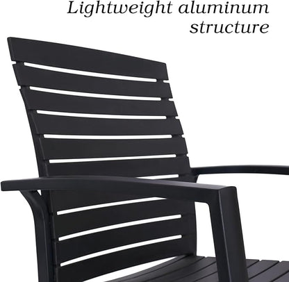 Anmutig Set of 2 Patio Stackable Aluminum/Resin Outdoor Dining Chairs with Armrest for Outdoor Kitchen Garden, Backyard, Supports 300 LBS