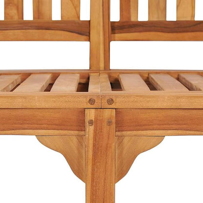 vidaXL Teak Wood Banana Bench - Stylish 3-Seater Patio Garden Furniture with Durable Weather Resistance, Comfortable Seating Design & Customizable Finish