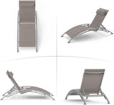 Domi Outdoor Chaise Lounge Set of 2 Patio Recliner Chairs with Adjustable Backrest and Removable Pillow for - Photo 8