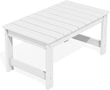 SERWALL Outdoor Coffee Table with 1.69" Umbrella Hole, HDPE Patio Coffee Table for Outside, Rectangle, White - Photo 1