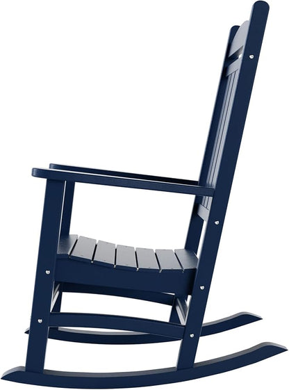 WestinTrends Malibu Malibu Outdoor Patio Poly Classic Porch Rocking Chair (Set of 4), Navy Blue