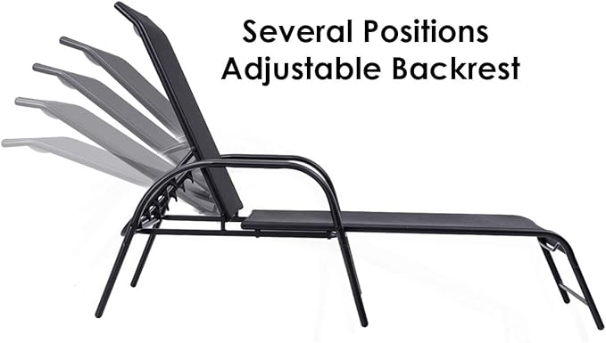 Giantex Outdoor Patio Chaise Lounge Chair, Adjustable Lounge Chairs Patio Seating Furniture, 5 Adjustable Positions - Photo 4