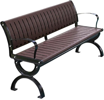 Outdoor Bench Garden Bench, Metal Garden Bench with Backrest and Armrests, Outdoor Patio Bench for Park, Porch and Church, Strong Load-Bearing Capacity(150 * 53 * 73cm/59 * 20.9 * 28.7in)