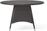 Outdoor Dining Table with PE Wicker Tabletop and Powder Coated Iron Frame Water Resistant Design Durable Construction - Photo 2