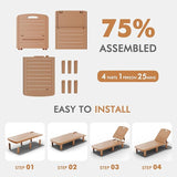 WACASA Outdoor Chaise Lounge Chairs Set of 4, Oversized Lounge Chairs with 5-Level Adjustable Backrest & Cup Holder - Photo 7