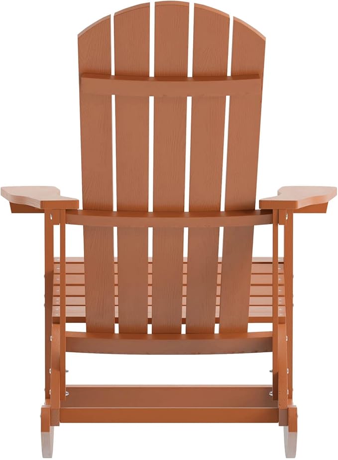 Flash Furniture Savannah Poly Resin Wood Adirondack Rocking Chair - All Weather Red Polystyrene - Stainless Steel Hardware - Set of 2
