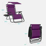 Best Choice Products 30” Wide Folding Zero Gravity Outdoor Recliner Patio Lounge Chair w/Adjustable Canopy Shade - Photo 2