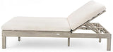 Outdoor Double Chaise Lounge with 5-Position Adjustable Backrest, Cushion and Folding Side Trays for 2 Person - Photo 9