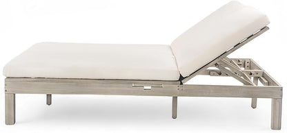 Outdoor Double Chaise Lounge with 5-Position Adjustable Backrest,Cushion and Folding Side Trays for 2 Person,Patio Loveseat for Garden Backyard Poolside (Gray#Fold)