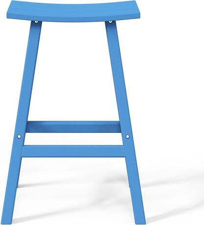 WestinTrends Malibu 29 Inch Outdoor Bar Stools, All Weather Resistant Poly Lumber Adirondack Bar Height Stools, Pacific Blue