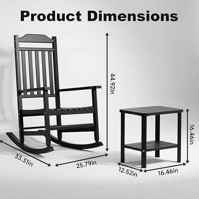 5 Piece Outdoor Rocking Bistro Set, Rocking Chairs Outdoor Furniture - Photo 3