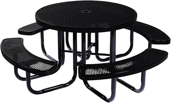 COATEDOUTDOORFURNITURE Heavy-Duty Portable Outdoor Picnic Table with Umbrella Hole - Photo 1