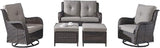 Rilyson Wicker Patio Furniture Set - 5 Piece Rattan Outdoor Sectional Conversation Sets with 2 Rocking Swivel Chairs - Photo 1