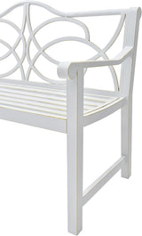 Outdoor Garden Bench White - Heavy Duty Metal Patio Bench with Backrest & Armrest, Rust-Proof Steel Frame - Photo 5