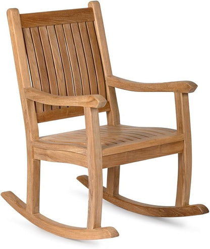 TITAN GREAT OUTDOORS Ash & Ember Cascade Grade A Teak Rocking Chair, Weather Resistant Premium Wood Outdoor Furniture Rocking Chair with Intricate Back Support, Armrests, Sloped Runners