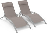 Domi Outdoor Chaise Lounge Set of 2 Patio Recliner Chairs with Adjustable Backrest and Removable Pillow for - Photo 9
