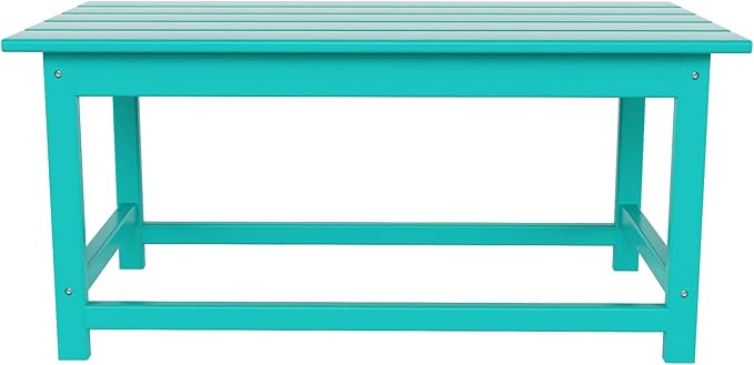 WO WESTIN OUTDOOR HDPE Laguna Outdoor Poly Adirondack Coffee Table, Turquoise