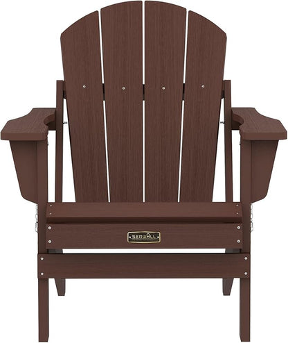 SERWALL Adirondack Chair Set of 8, Weather Resistant Patio Chair with Cup Holder for Patio Garden (Folding Coffee)