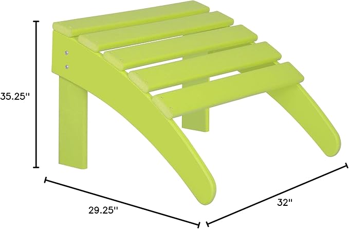 WO Home Furniture Adirondack Chair Outdoor Ottoman Set of 2 PCS Classic Patio Furniture (Lime)