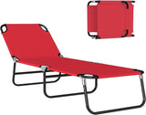 Outsunny Folding Chaise Lounge Pool Chairs, Outdoor Sun Tanning Chairs with 5-Level Reclining Back - Photo 1