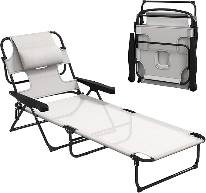 3-in-1 Oversized Sun Tanning Chair with Mat & Face Hole - Photo 1