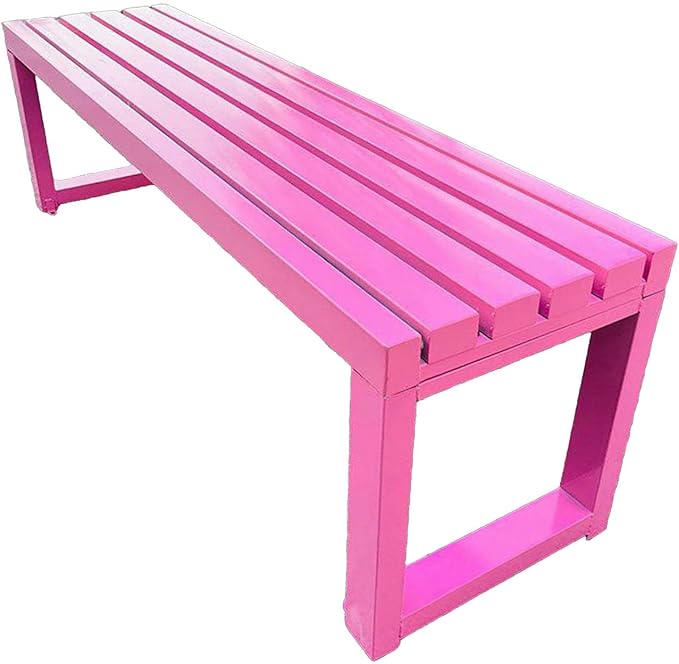 Outdoor Garden Bench,Metal Patio Bench,Weatherproof Backless Benches 2-Person Balcony Seat for Front Porch,Park,Backyard,Entryway 880 Lbs Weight(Lightpink,39.3 Inch)