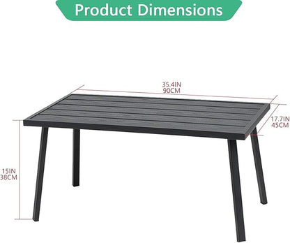 Helios&Hestia Small Rectangle Iron Outdoor Coffee Side End Table for Patio, Deck, Backyard, Garden, Poolside, Black