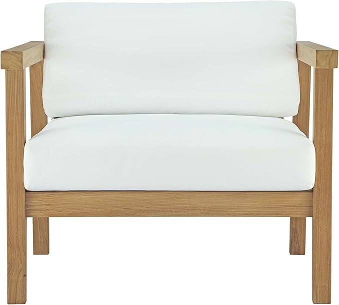 Modway Bayport Teak Wood Outdoor Patio Armchair in Natural White - Photo 6