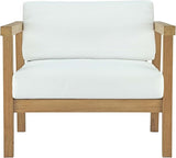 Modway Bayport Teak Wood Outdoor Patio Armchair in Natural White - Photo 6