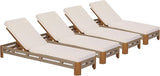 Christopher Knight Home Lamon Acacia Wood Chaise Lounge Chair Outdoor Set of 4 with Cushion - Photo 5