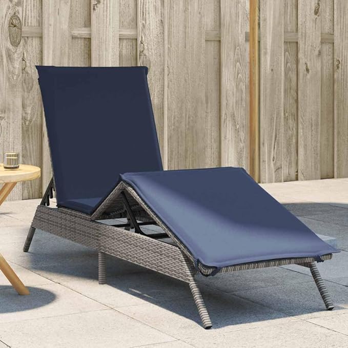 Owox Grey PE Rattan Chaise Lounge, Adjustable 78.7" Seat, 242.5 lb, Weather-Ready for Pool/Patio/Garden - Photo 1