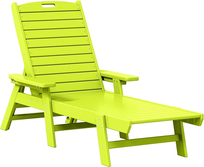 WO WESTIN OUTDOOR HDPE Laguna Poly Reclining Chaise Lounge, Lime