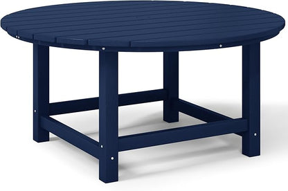Costaelm Patio Conversation Table, Tatio Accent HDPE Outdoor Weather Resistant, Round Outdoor Porch Balcony Patio Drink Table for Outside, Pool, Backyard, Navy Blue